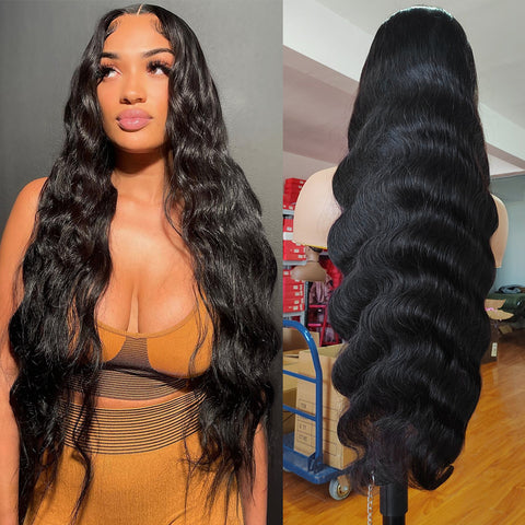 Siyun Show Hair 14-30 Inch Body Wave Full Lace Wig Pre Plucked Natural Black
