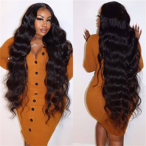 Siyun Show 32-40 Inch Human Hair Pre Plucked Bleached Knots With Body Wave Wig