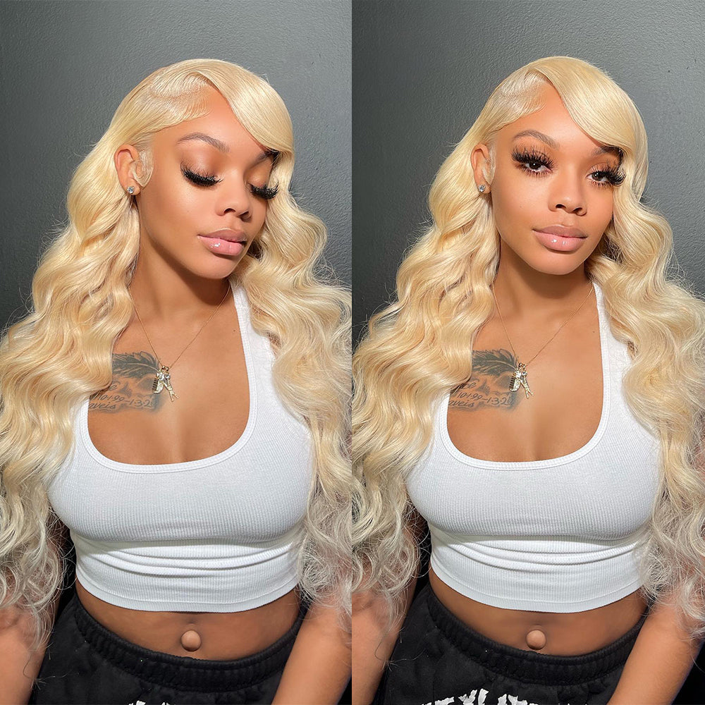 Siyun Show Hair 613 Blonde Color Body Wave 30 inches Human Hair Wig 13x4 Lace Front Wig
