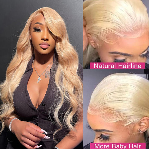 Siyun Show Hair 613 Blonde Color Body Wave 30 inches Human Hair Wig 13x4 Lace Front Wig