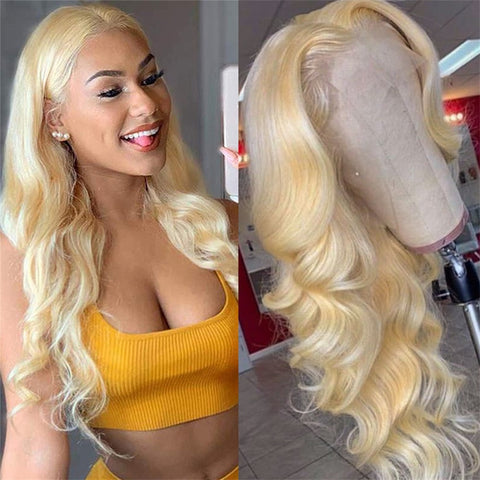 Siyun Show Hair 613 Blonde Color Body Wave 30 inches Human Hair Wig 13x4 Lace Front Wig