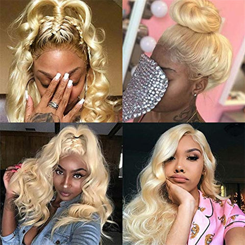 Siyun Show Hair 613 Blonde Color Body Wave 30 inches Human Hair Wig 13x4 Lace Front Wig