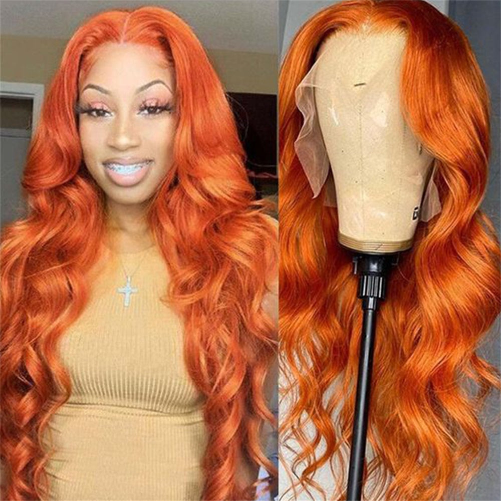 Siyun Show Hair Ginger Orange Color Body Wave Human Hair Wigs For Women