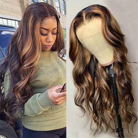 Siyun Show 250% Density Highlight Honey Blonde Color Hair Body Wave 13x4 Lace Front Wig