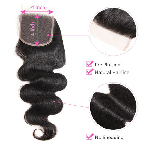 Siyun Show Body Wave Human Hair 3 Bundles With Closure Lace Bundles Brazilian Hair Weave