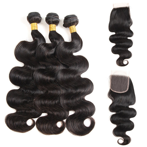 Siyun Show Body Wave Human Hair 3 Bundles With Closure Lace Bundles Brazilian Hair Weave