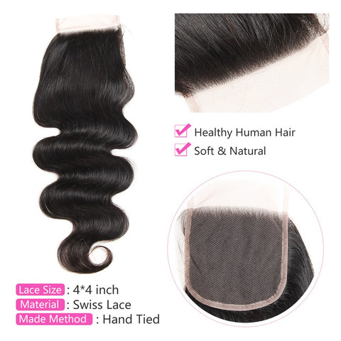 Siyun Show Body Wave Bundles With Closure 4 Bundles With Closure Natural Human Hair Weaving