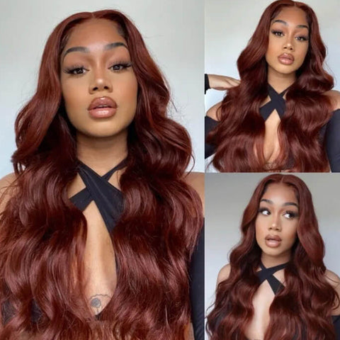 Siyun Show Reddish Brown 13x6 Lace Body Wave Human Hair Wig With Baby Hair