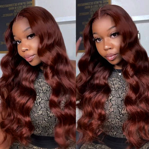 Siyun Show Reddish Brown 13x6 Lace Body Wave Human Hair Wig With Baby Hair