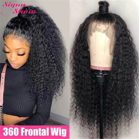 Siyun Show Curly 360 Frontal Wig Pre-plucked Human Hair Wig 180% Density Online Sale