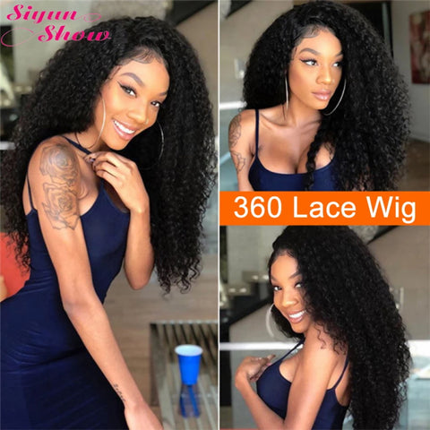 Siyun Show Curly 360 Frontal Wig Pre-plucked Human Hair Wig 180% Density Online Sale