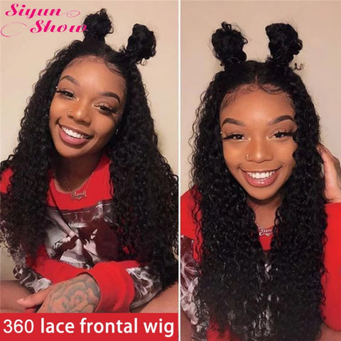 Siyun Show Curly 360 Frontal Wig Pre-plucked Human Hair Wig 180% Density Online Sale