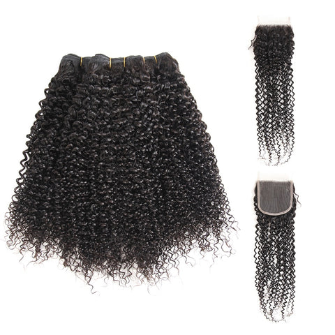 Siyun Show Curly Bundles With Closure Lace Closure With Bundles Brazilian Hair Weave 3 Bundles