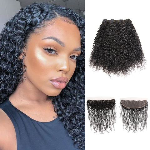 Siyun Show Curly 3 Bundles With Lace Frontal 100% Glueless Unprocessed Hair