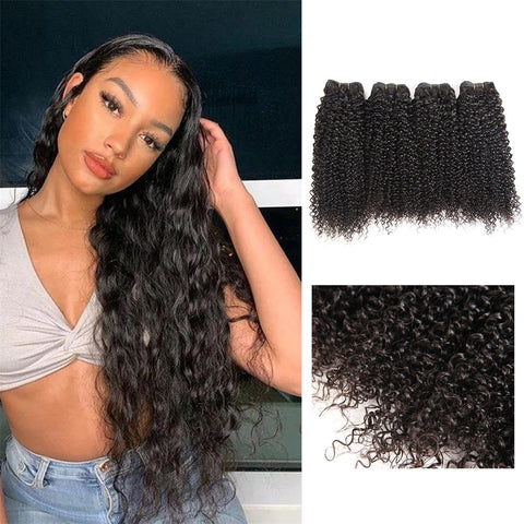 Siyun Show Curly Hair 4 Bundles Remy Human Hair Brazilian Hair Weave Bundles 14-30 Inch