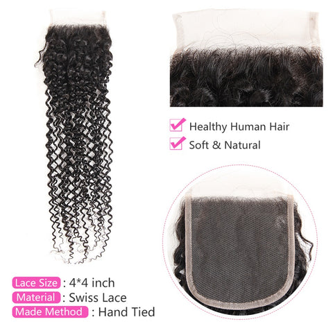 Siyun Show Curly Bundles With Closure 100% Human Hair 4 Bundles With Bundles Aatifa