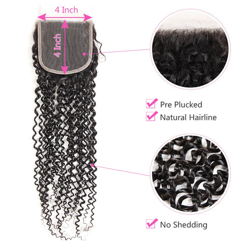 Siyun Show Curly Bundles With Closure 100% Human Hair 4 Bundles With Bundles Aatifa