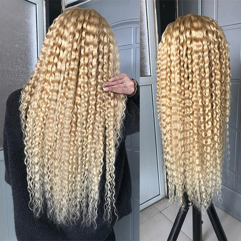 Siyun Show Hair 613 Blonde Color 13x4 Transparent Lace Deep Wave 250% Density Human Hair Wig