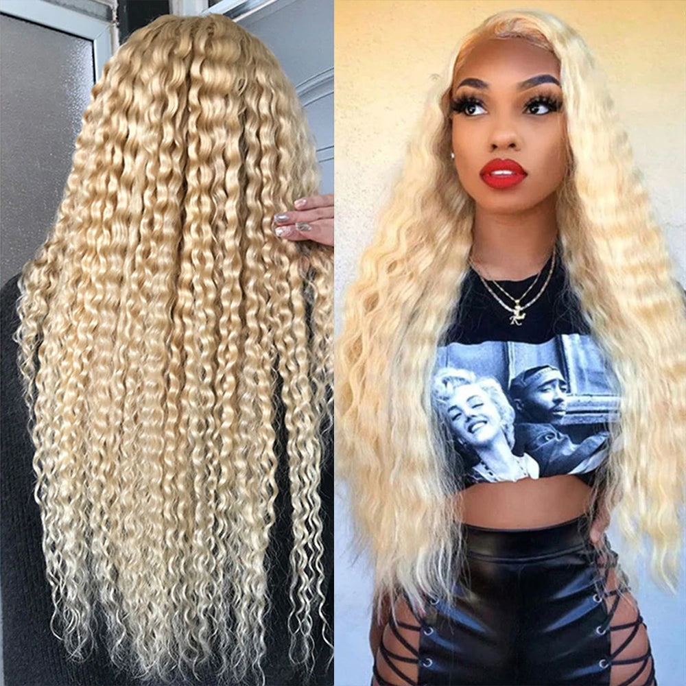 Siyun Show Hair 613 Blonde Color 13x4 Transparent Lace Deep Wave 250% Density Human Hair Wig