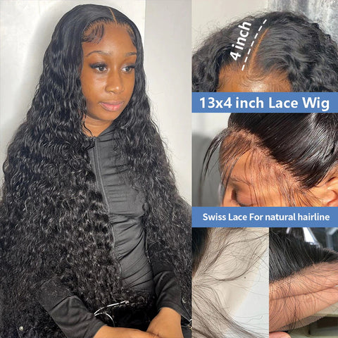 Siyun Show 32-40 Inch Deep Wave Pre Plucked Frontal Wig Sale
