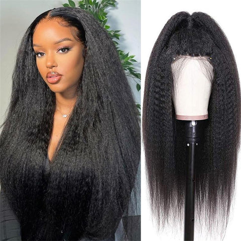 Siyun Show Kinky Straight 360 Frontal Wig For Women Yaki Coarse Full Lace Wigs