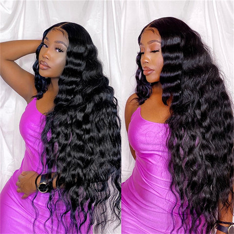 Siyun Show 32-40 Inch Loose Deep Wave Virgin Hair 13x4 Lace Frontal Wig