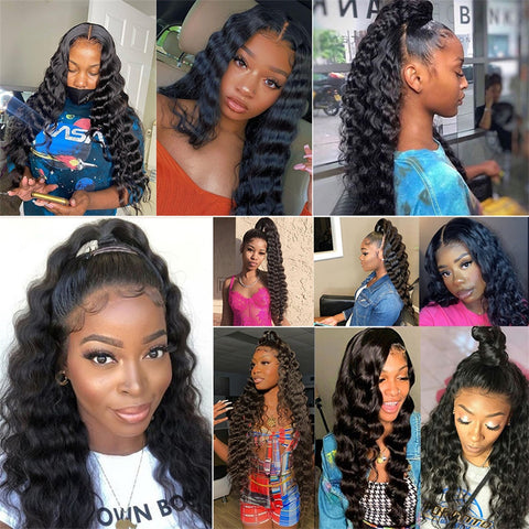 Siyun Show Loose Deep Wave 360 Frontal Wig 250% Density Lace Front Wigs