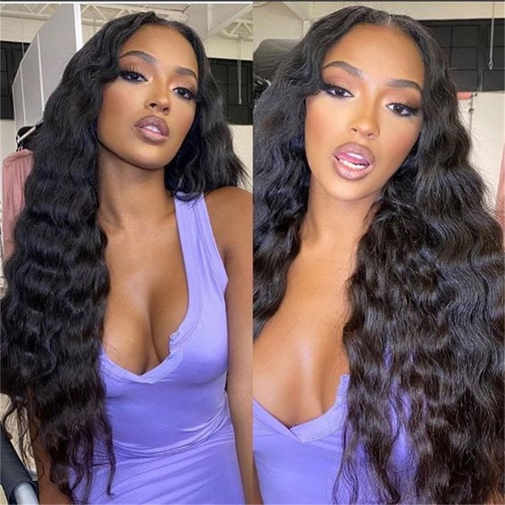 Siyun Show Hair Loose Deep Wave Full Lace Wig Pre Plucked Glueless Natural Color