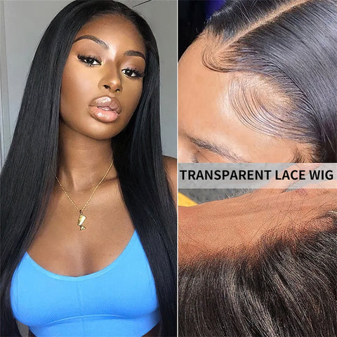 Siyun Show Straight 13x4 Lace Front Human Hair Wigs For Women Transparent Lace Frontal Wig 30 Inch