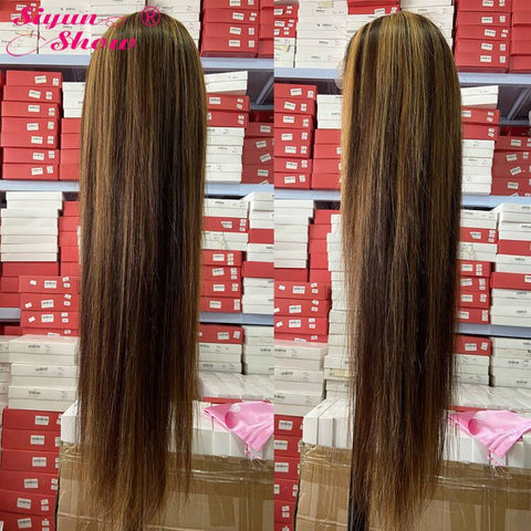 Siyun Show 30 Inches Highlight Honey Blonde Color Hair Straight 13x4 Lace Front Wig