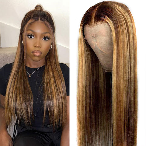 Siyun Show 30 Inches Highlight Honey Blonde Color Hair Straight 13x4 Lace Front Wig