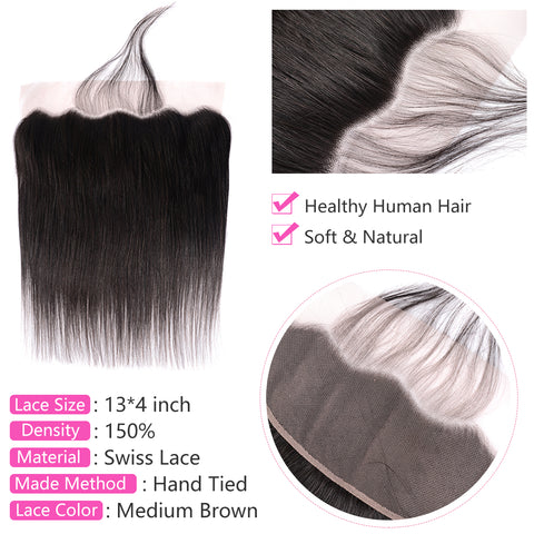 Siyun Show Straight Hair 4 Bundles With Lace Frontal A1 Grade Human Hair