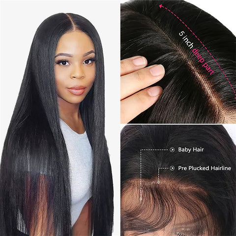 Siyun Show Straight 5x5 HD Lace Closure Hair Wigs With Pre Plucked Natural Hairline